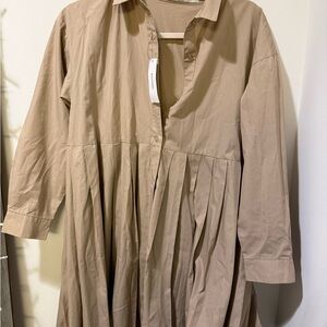 Elegant Tan Long Sleeve Dress